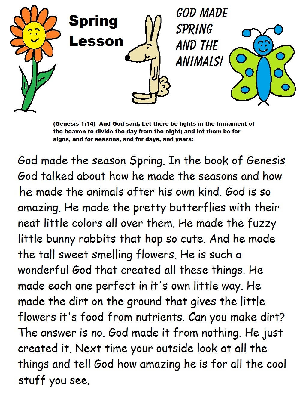 Spring Sunday School Lesson